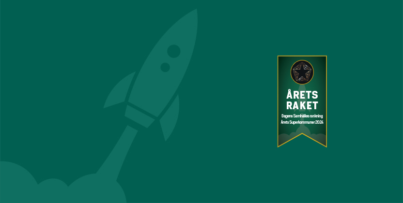 Illustration av en raket som flyger mot en grön bakgrund.