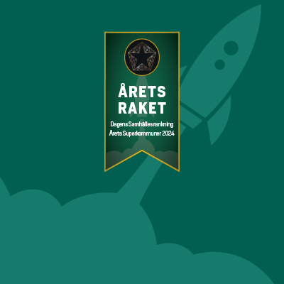 Illustration av en raket som flyger mot en grön bakgrund.