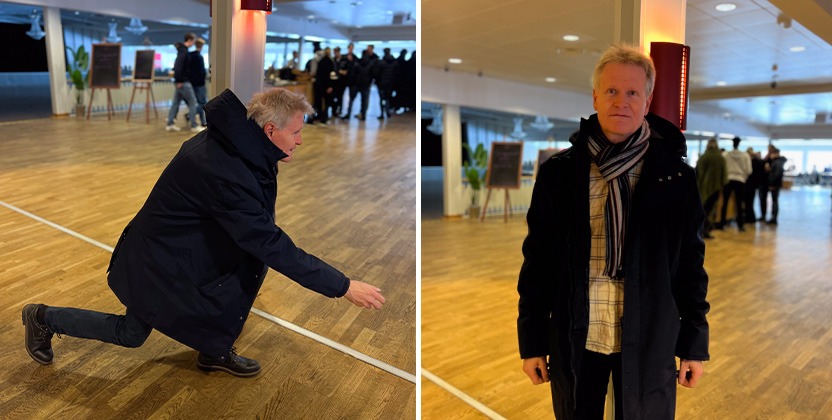 Person som spelar curling 